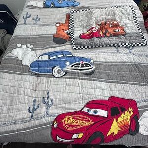 Pottery Barn Kids Cars Quilt - Gray, Red, Blue, and Orange